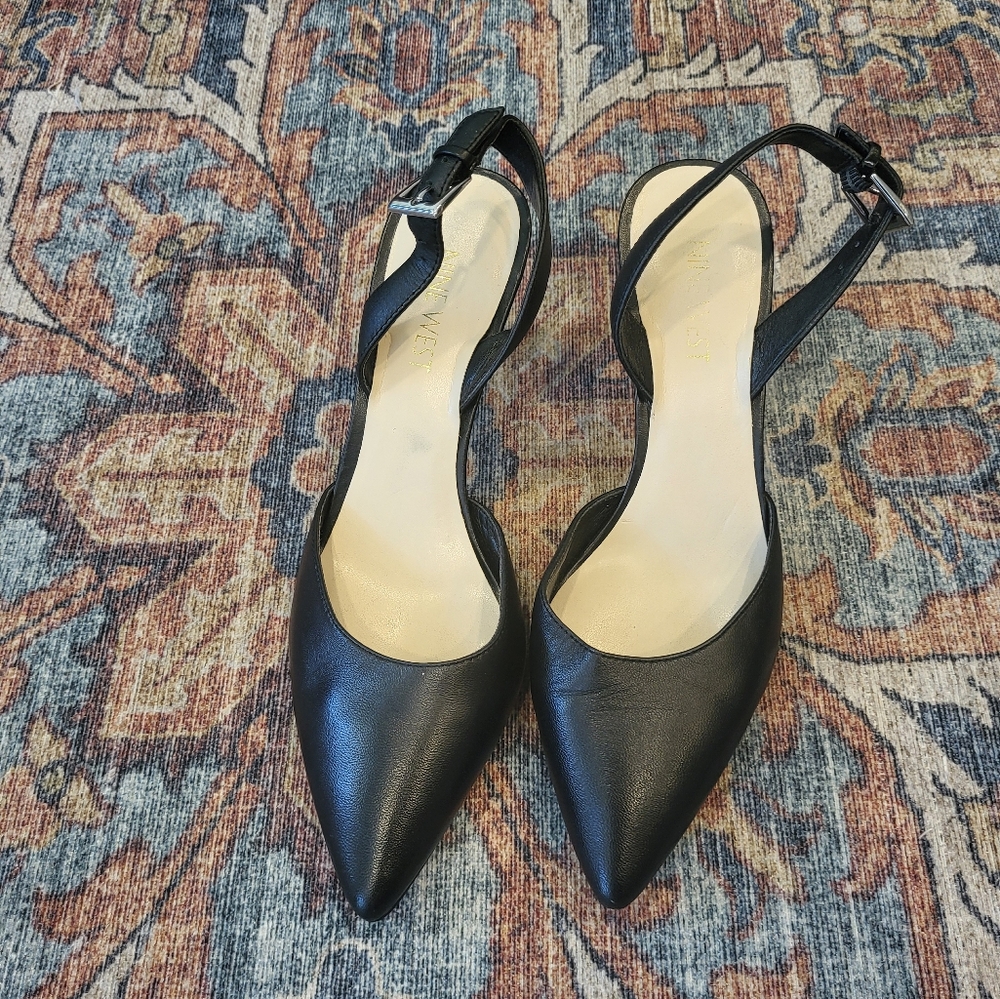 Nine West Elegant Black Leather Women's Heals